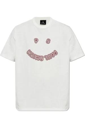 Paul Smith Tops, Heren, Wit, S, Katoen, T-shirt met geprint logo