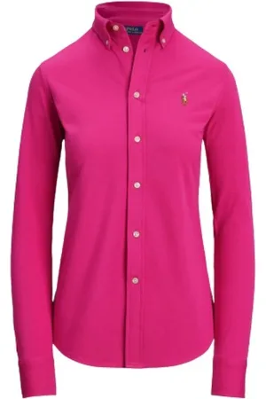 Ralph Lauren Blouses & Shirts, Dames, Roze, L, Katoen, Heidi Oxford Knit Shirt