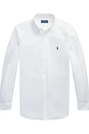 Ralph Lauren Overhemden, Heren, Wit, L, Katoen, Sportshirt met Lange Mouwen