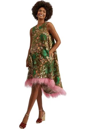 La DoubleJ Kleedjes, Dames, Roze, M, Gevederde High Dress