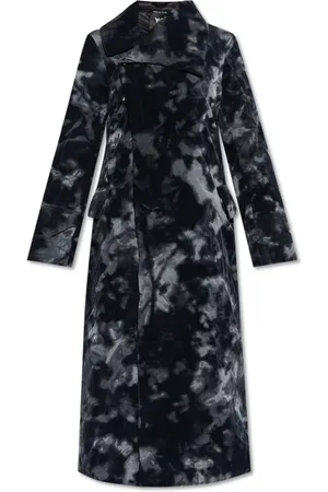 Y-3 Mantels, Dames, Zwart, M, Leer, Geïsoleerde Jas met Fluweelafwerking