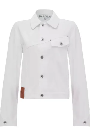 J.W.Anderson Jassen, Dames, Wit, S, Denim, Witte Denim Jack met Klassieke Details