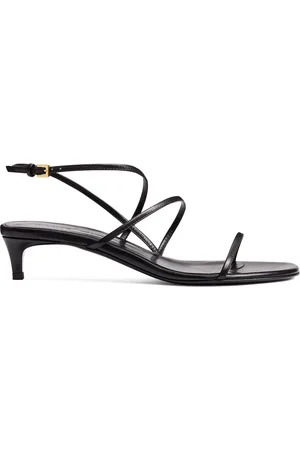 Khaite Schoenen, Dames, Zwart, 39 EU, Leer, Loop Kitten Heel Sandalen