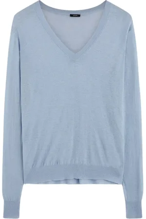 Joseph Truien, Dames, Blauw, L, Kasjmier, V-Neck Cashair Jumper