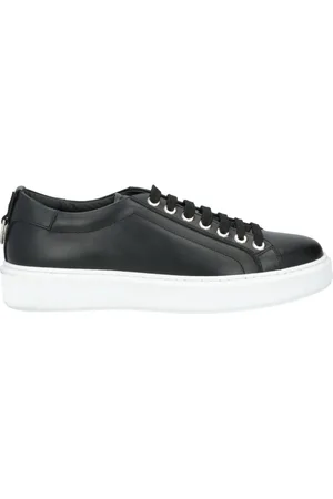 Les Hommes Schoenen, Heren, Zwart, 43 EU, Leer, Zwarte leren lage sneakers