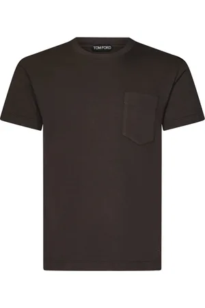 Tom Ford Tops, Heren, Bruin, M, Katoen, Bruin T-shirt met ronde hals en borstzak