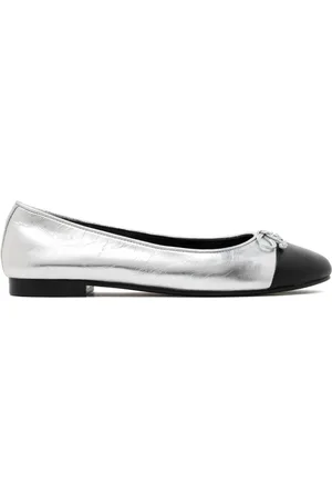 Tory Burch Schoenen, Dames, Grijs, 36 EU, Leer, Zilveren Ballerina`s