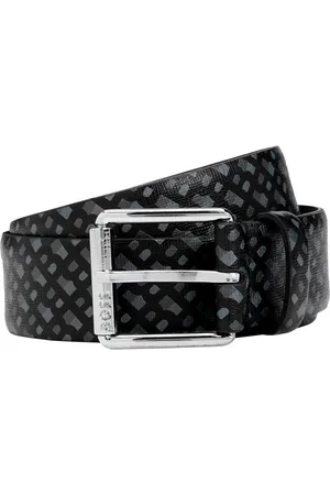 HUGO BOSS Accessoires, Heren, Zwart, 105 CM, Leer, Italiaanse Leren Riem met Monogram