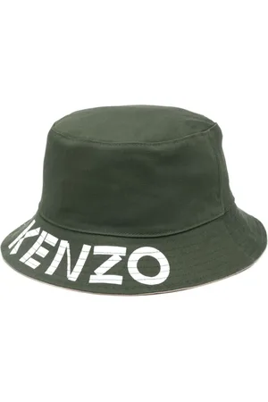 Kenzo Accessoires, Heren, Groen, M, Katoen, Omkeerbare Katoenen Twill Weefsel Logo Hoed