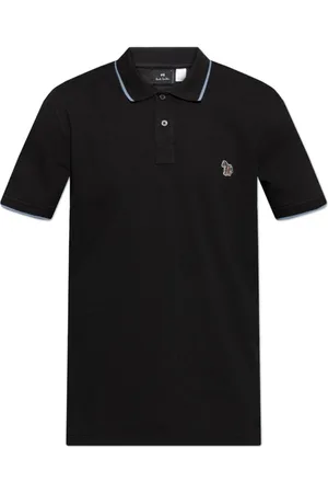 Paul Smith Tops, Heren, Zwart, XL, Zwarte Polo Shirt met Knoopsluiting