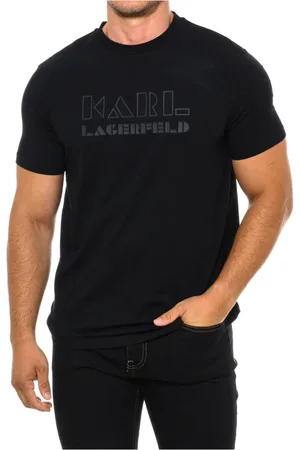 Karl Lagerfeld Tops, Heren, Zwart, S, Katoen, T-shirt met korte mouwen, klassieke stijl