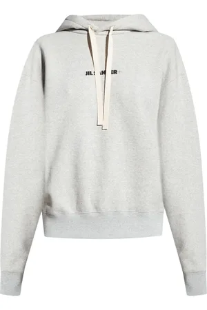 Jil Sander Sweatshirts & Hoodies, Dames, Grijs, M, Katoen, Logo Hoodie