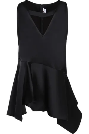 J.W.Anderson Tops, Dames, Zwart, 2Xs, Polyester, Asymmetrische Top met V-hals en Stiksels