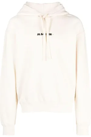 Jil Sander Sweatshirts & Hoodies, Heren, Wit, XL, Katoen, Witte Hoodie van Katoen met Logo-Print