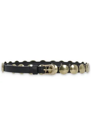 Golden Goose Accessoires, Dames, Zwart, 80 CM, Studded Zwart Leren Riem