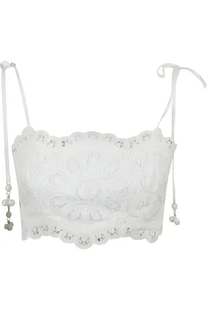 ZIMMERMANN Tops, Dames, Wit, M, Katoen, Ottie Geborduurde Bodice