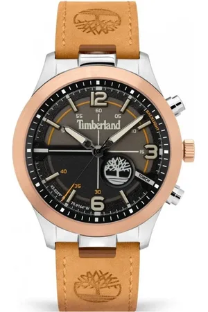 Timberland Accessoires, Heren, Bruin, ONE Size, Bruin Leren Analoge Quartz Horloge