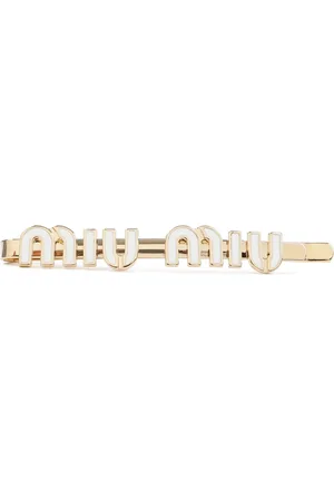 Miu Miu Accessoires, Dames, Wit, ONE Size, Leer, Witte Haarklem Accessoires