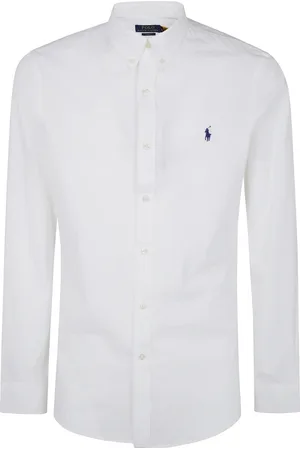 Ralph Lauren Overhemden, Heren, Wit, M, Katoen, Sportshirt met lange mouwen