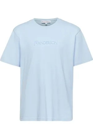 J.W.Anderson Tops, Heren, Blauw, S, Katoen, Logo Embroidery T-Shirt