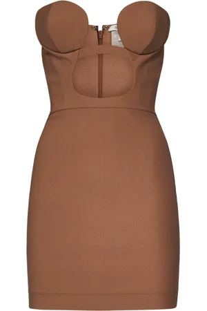 Nensi Dojaka Kleedjes, Dames, Bruin, S, Koffie Cut-Out Strapless Jurk