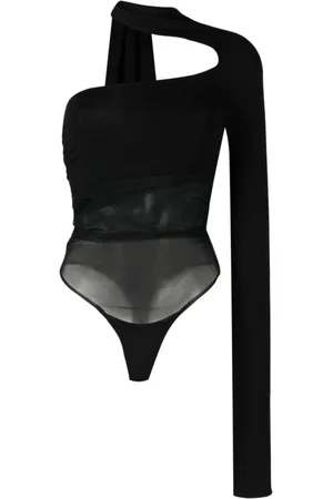 MUGLER Tops, Dames, Zwart, M, One-shoulder Bodysuit