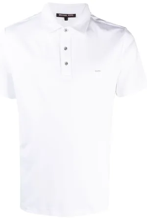 Michael Kors Tops, Heren, Wit, M, Katoen, Geborduurd Logo Wit Poloshirt