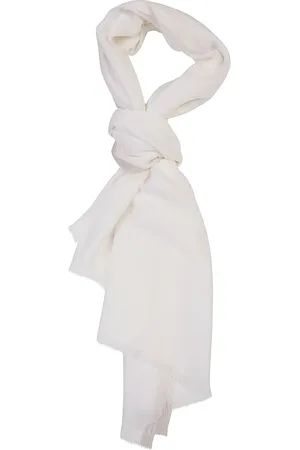 ELEVENTY Accessoires, Dames, Wit, ONE Size, Wol, Cashmere Zijde Wol Sjaal Contrast