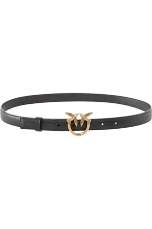 Pinko Accessoires, Dames, Zwart, S, Leer, Stijlvolle Riem
