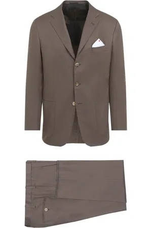 Kiton Pakken, Heren, Bruin, L, Katoen, Katoenen pak