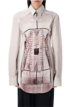 Jean Paul Gaultier Blouses & Shirts, Dames, Veelkleurig, M, Katoen, Stoffige Roze Korset Shirt