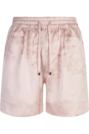 Kiton Korte broeken, Dames, Roze, S, Roze Gedrukte Zijden Shorts