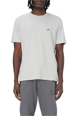 C.P. Company Tops, Heren, Grijs, XL, Katoen, Logo Jersey T-shirt in Grijs