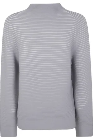 Issey Miyake Truien, Dames, Grijs, M, Wol, Gebreide Cirkeltop