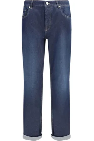 Brunello Cucinelli Jeans, Heren, Blauw, S, Katoen, Klassieke katoenen jeans met omslagzoom