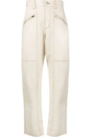 Isabel Marant Broeken, Dames, Wit, S, Katoen, Cargo Jeans