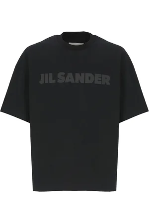 Jil Sander Tops, Heren, Zwart, S, Katoen, T-shirt met logo-print