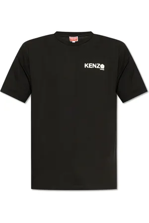 Kenzo Tops, Heren, Zwart, M, Katoen, T-shirt met Logo Print