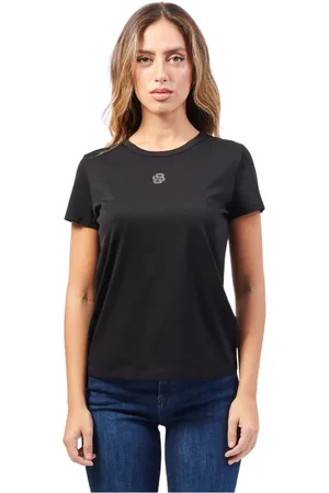 HUGO BOSS Tops, Dames, Zwart, M, Katoen, Zwart T-shirt met Double B monogram