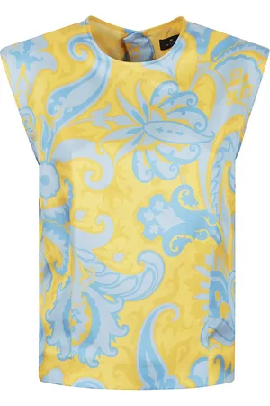 Etro Tops, Dames, Veelkleurig, S, Blauwe Zijden Top Chic Ontwerp