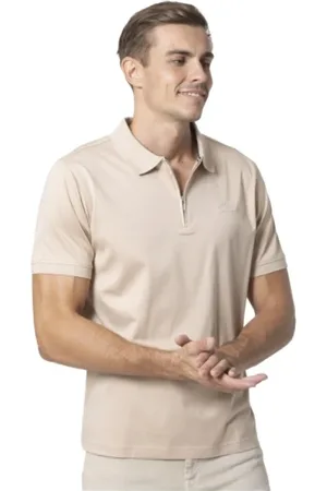 Karl Lagerfeld Tops, Heren, Roze, S, Katoen, Polo met korte mouwen en rits