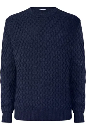Jacob Cohen Truien, Heren, Blauw, S, Wol, Rondgebreide trui