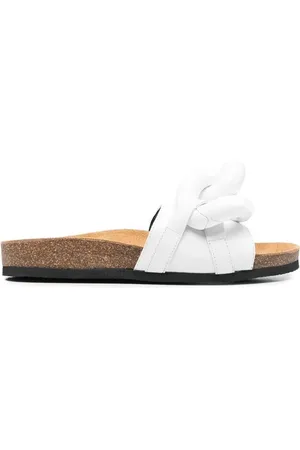 J.W.Anderson Schoenen, Dames, Wit, 36 EU, Leer, Chain-Link leren slippers