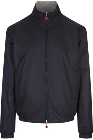 Kiton Jassen, Heren, Blauw, 2Xl, Polyester, Marineblauwe en Grijze Omkeerbare Lichtgewicht Jas