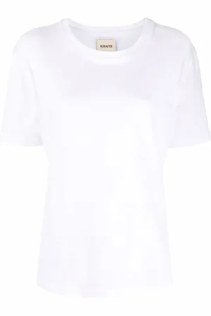 Khaite Tops, Dames, Wit, L, Katoen, Mae Logo-Appliqué T-shirt