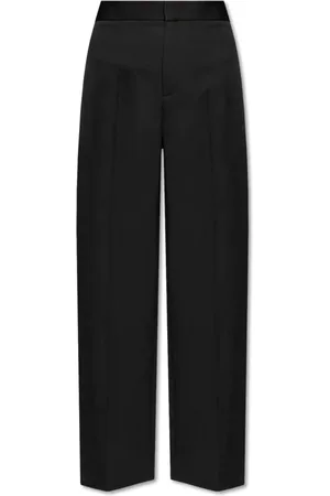 J.W.Anderson Broeken, Dames, Zwart, XS, Wol, Wollen Broek met Plooi
