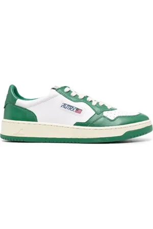 Autry Schoenen, Heren, Groen, 43 EU, Groene Leren Lage Sneaker