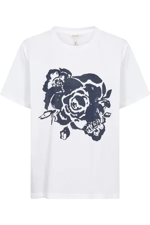 Part Two Tops, Dames, Wit, XL, Katoen, Rose Print Tee Bright