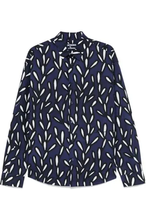 Jacquemus Overhemden, Heren, Blauw, S, Katoen, Oxford overhemd met grafische print