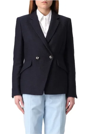 HUGO BOSS Jassen, Dames, Blauw, XL, Katoen, Tweed Katoenen Blazer Classic Fit